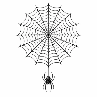 blackwork spider web tattoo design, black linework flash