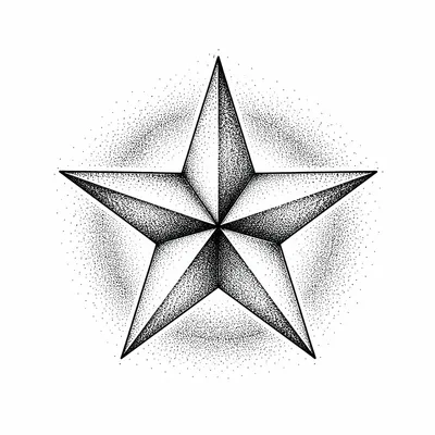 dotwork star tattoo design, black linework flash