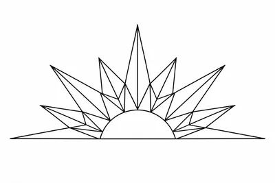 geometric sun tattoo design, black linework flash