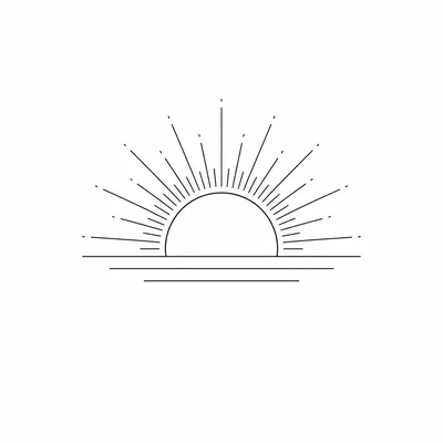 fine line sun tattoo design, black linework flash