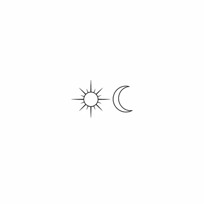 minimalist sun and moon tattoo design, black linework flash