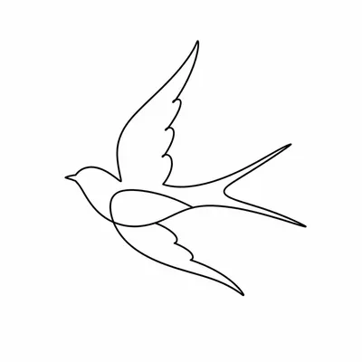 minimalist swallow tattoo design, black linework flash