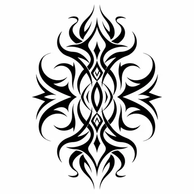 tribal abstract tattoo design, black linework flash