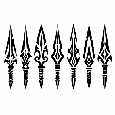 tribal spearhead tattoo design, black linework flash