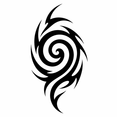 tribal spiral tattoo design, black linework flash