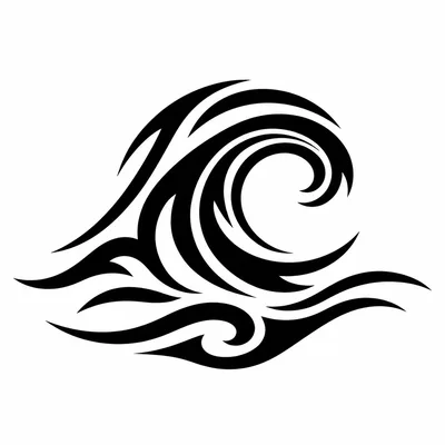 tribal wave tattoo design, black linework flash