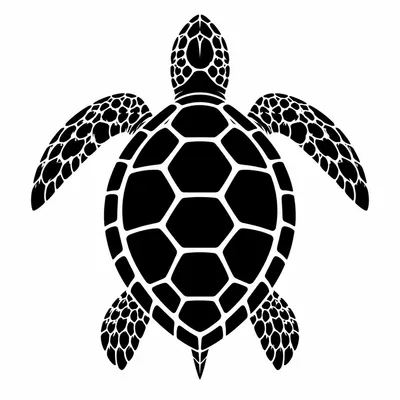 blackwork turtle tattoo design, black linework flash