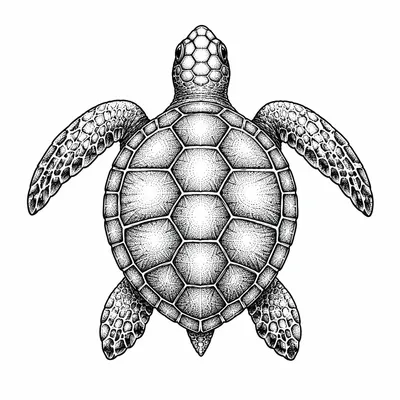 dotwork turtle tattoo design, black linework flash