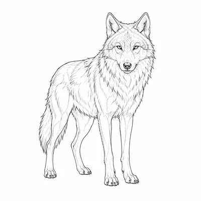 fine line wolf tattoo design, black linework flash