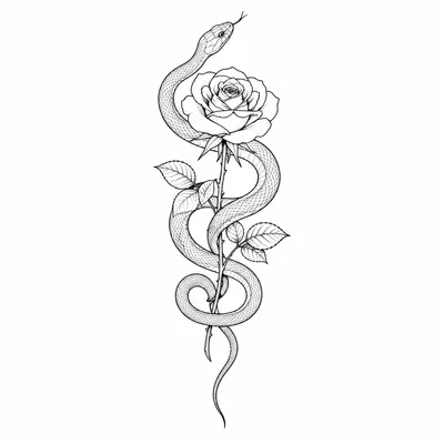 fine line snake tattoo design, black linework flash