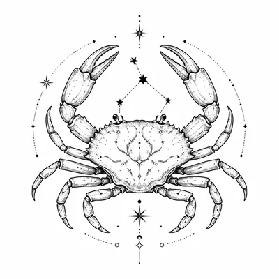 fine line cancer tattoo design, black linework flash
