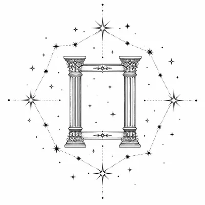 fine line gemini tattoo design, black linework flash