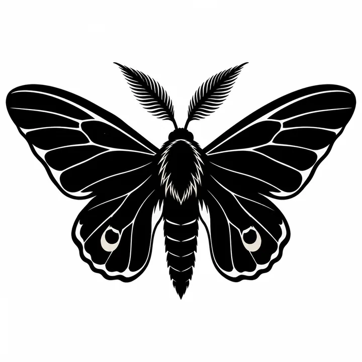 Generated design: a moth with solid black wings