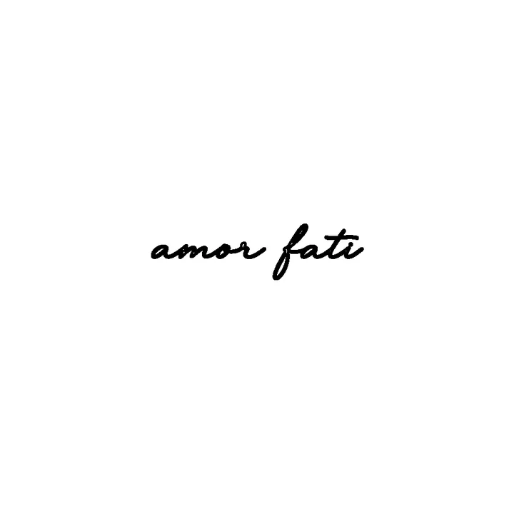 Stencil (default settings): the words "amor fati" written in small flowing script